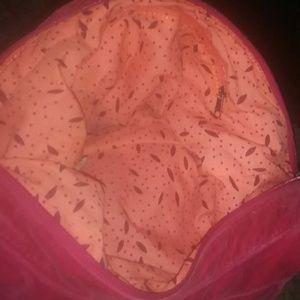 Hot pink velvet type satchel bag